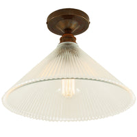 Antique Brass Hanoi Vintage Prismatic Flush Light by Mullan Lighting