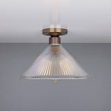 Antique Brass Hanoi Vintage Prismatic Flush Light by Mullan Lighting