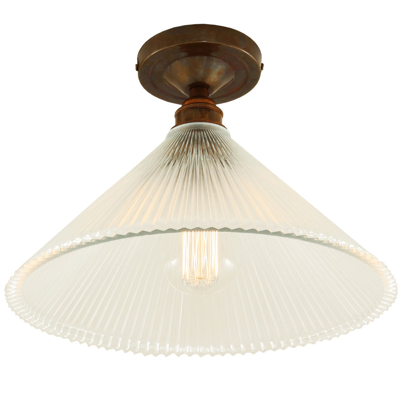 Antique Brass Hanoi Vintage Prismatic Flush Light by Mullan Lighting