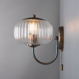 Antique Brass Nehir Reeded Glass Wall Light by Mullan Lighting