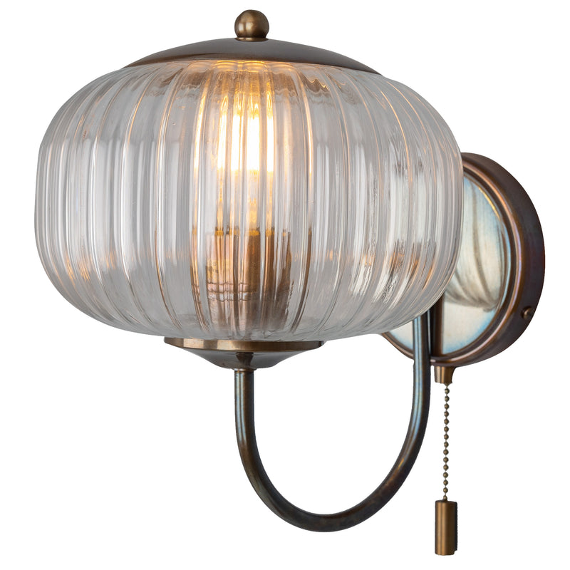 Antique Brass Nehir Reeded Glass Wall Light by Mullan Lighting