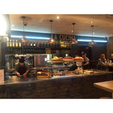 Antique Brass Paris Industrial Brass Pendant by Mullan Lighting in Restaurant Kitchen