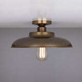 Antique Brass Telal Industrial Factory Flush Ceiling Light by Mullan Lighting