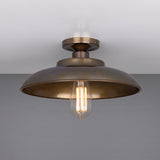Antique Brass Telal Industrial Factory Flush Ceiling Light by Mullan Lighting