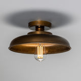 Antique Brass Telal Industrial Factory Flush Ceiling Light by Mullan Lighting
