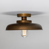Antique Brass Telal Industrial Factory Flush Ceiling Light by Mullan Lighting