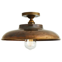 Antique Brass Telal Industrial Factory Flush Ceiling Light by Mullan Lighting
