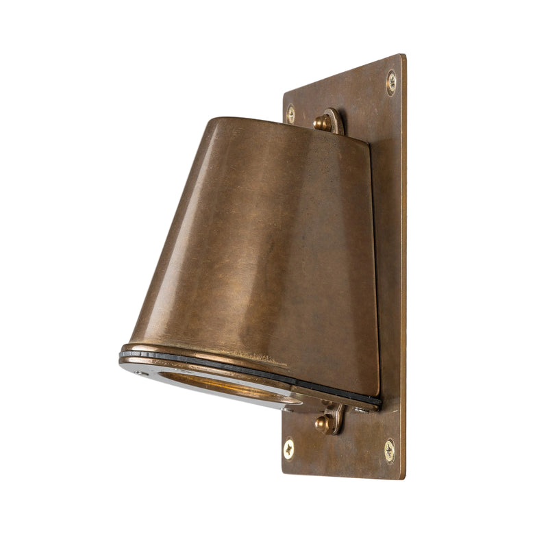 Antique Brass With Backplate Wade Outdoor Brass Spotlight by Mullan Lighting