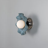 Antique Silver Blue Wavy Rivale Wall Light by Mullan Lighting