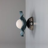 Antique Silver Blue Wavy Rivale Wall Light by Mullan Lighting