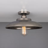 Antique Silver Telal Industrial Factory Flush Ceiling Light by Mullan Lighting