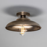 Antique Silver Telal Industrial Factory Flush Ceiling Light by Mullan Lighting
