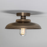 Antique Silver Telal Industrial Factory Flush Ceiling Light by Mullan Lighting