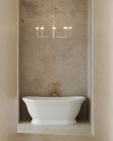 Antique White Spade Chandelier by Alora Lighting in Bathroom