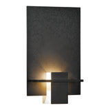 Aperture Wall Sconce, shown in Dark Smoke, White Art Glass, by Hubbardton Forge