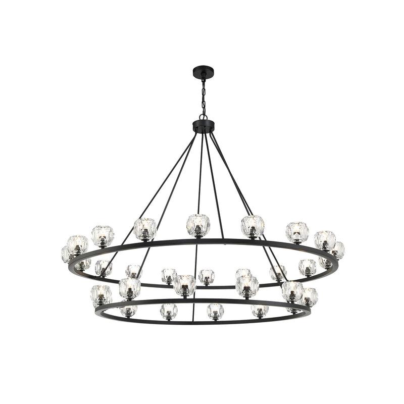 Aragon LED Chandelier 60'' Matte Black Clear