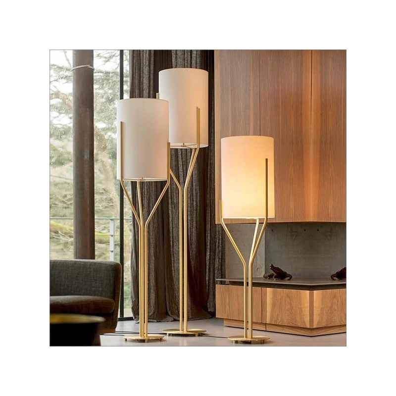 Arborescence L, XL, XXL Floor Lamps by CVL, Finish: Satin Brass, Satin Graphite-CVL, Nickel Satin, Satin Copper-CVL, Brass Polished, Polished Graphite-CVL, Nickel Polished, Polished Copper-Mitzi, Size: Large, X-Large, XX-Large. The lamp is installed in common rooms such as  living room, dining room or entrance