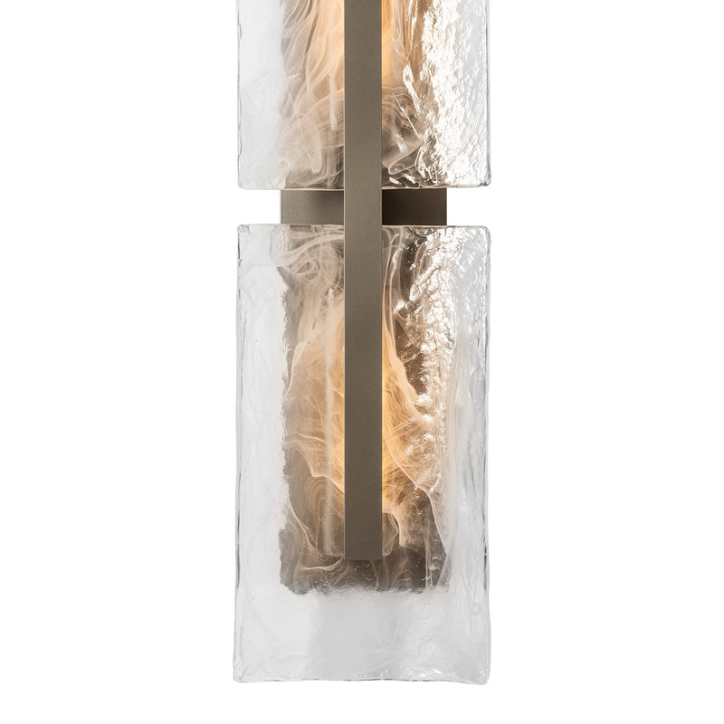 Arc Double Outdoor Wall Light, shown in Coastal Burnished Steel, by Hubbardton Forge