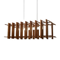 Arca Linear Pendant by Cerno in walnut with brushed aluminum, front view