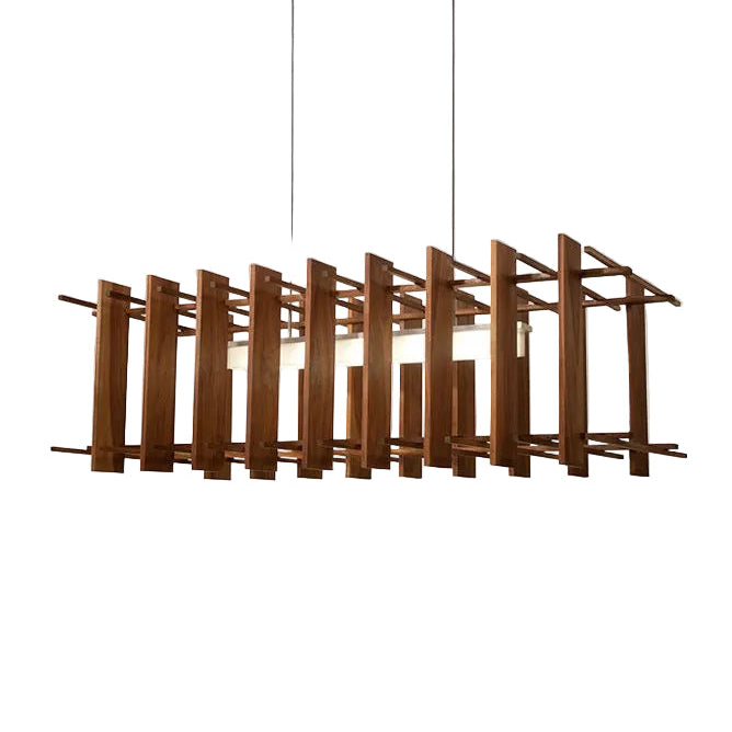 Arca Linear Pendant by Cerno in walnut with brushed aluminum, front view