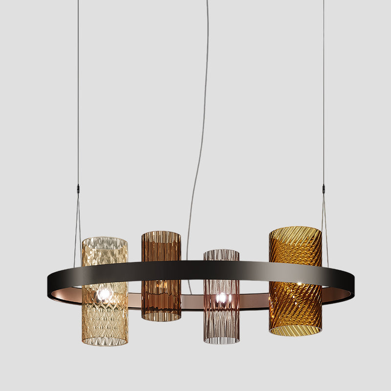 Armonia Oval Chandelier By Vistosi, Finish: Matte Black Nickel Matte Copper, Color: Multicolor 1