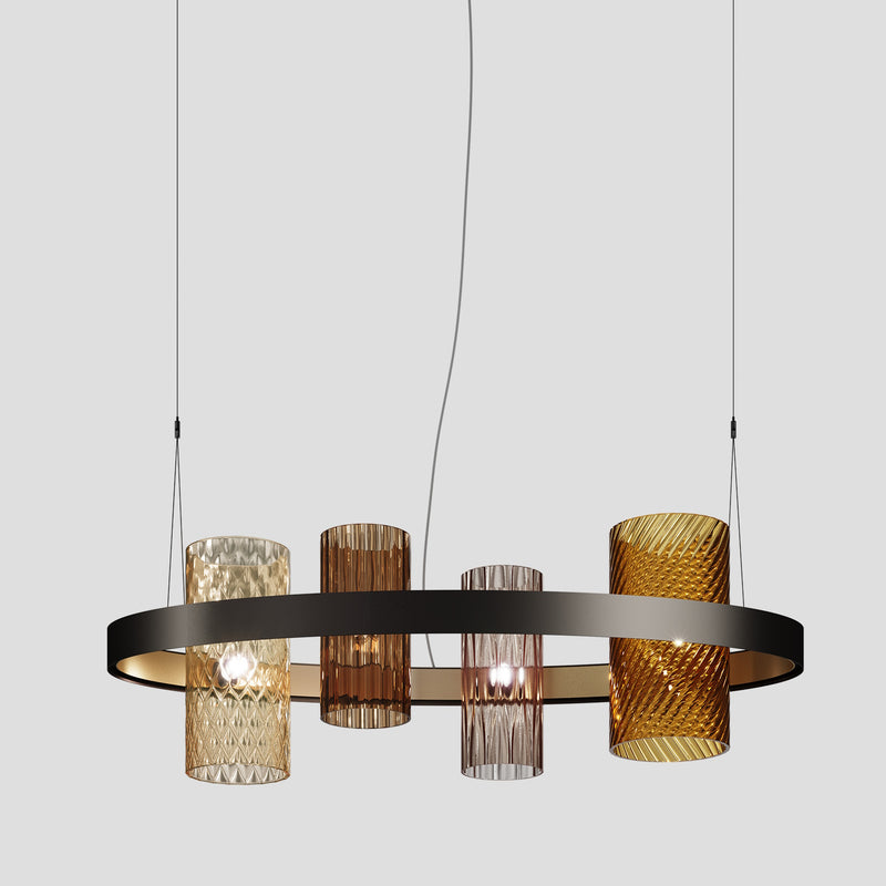 Armonia Oval Chandelier By Vistosi, Finish: Matte Black Nickel Matte Gold, Color: Multicolor 1