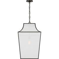 Arnio Pendant — 16", White Linen, Aged Iron