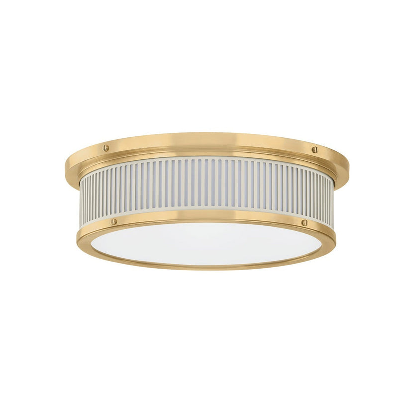 Ashdown Flush Mount - Aged Brass with Off-White by Hudson Valley
