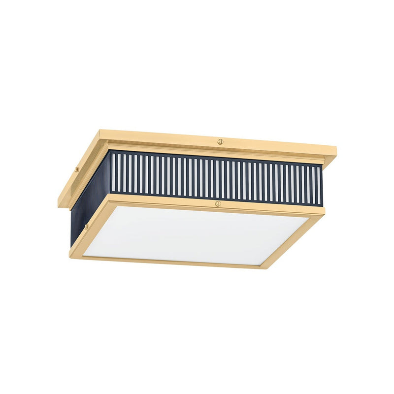 Ashdown Square Flush Mount - Aged Brass with Darkest Blue by Hudson Valley