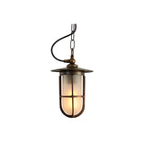 Asmara Frosted Well Glass Pendant - Antique Brass