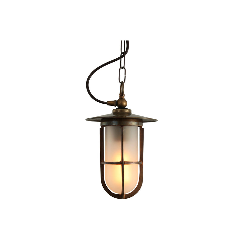 Asmara Frosted Well Glass Pendant - Antique Brass