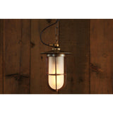 Asmara Frosted Well Glass Pendant - Antique Brass