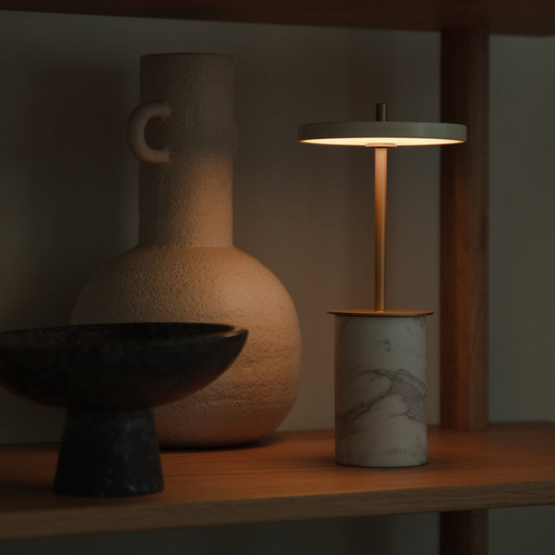 Asteria Move Mini Portable Lamp White Marble By UMAGE - Lifestyle View2