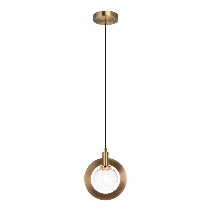 Astro Pendant 8 Inch Aged Gold Brass Clear