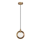 Astro Pendant 8 Inch Aged Gold Brass Opal