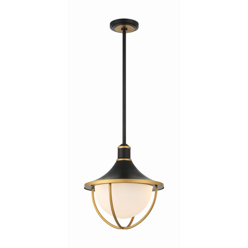 Atlas Outdoor Pendant 16.5'' Matte Black + Textured Gold