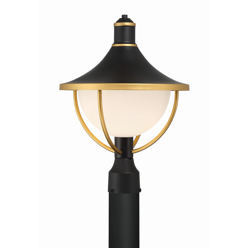Atlas Outdoor Post Light 13.5" Matte Black + Textured Gold