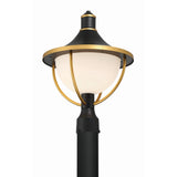 Atlas Outdoor Post Light 13.5" Matte Black + Textured Gold