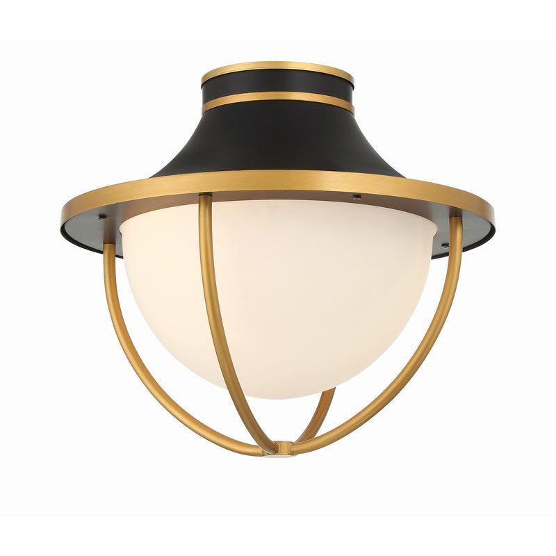 Atlas Outdoor Semi Flush Mount 13.5'' Matte Black + Textured Gold