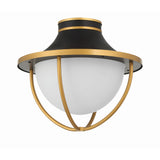 Atlas Outdoor Semi Flush Mount 13.5'' Matte Black + Textured Gold