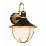 Atlas Outdoor Wall Sconce 13.5" Matte Black + Textured Gold