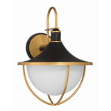 Atlas Outdoor Wall Sconce 16.5" Matte Black + Textured Gold