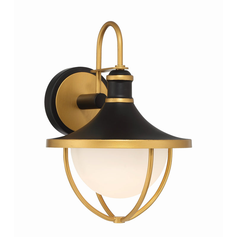 Atlas Outdoor Wall Sconce 9.75" Matte Black + Textured Gold