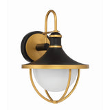 Atlas Outdoor Wall Sconce 9.75" Matte Black + Textured Gold