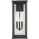 Audley LED Outdoor Lantern Extra Large Textured Black Clear Glass By Generation Lighting 