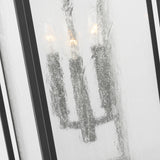 Audley LED Outdoor Lantern Extra Large Textured Black Distreesed Seeded Glass By Generation Lighting - Detailed View1