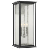 Audley LED Outdoor Lantern Extra Large Textured Black Distreesed Seeded Glass By Generation Lighting 