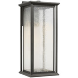 Audley LED Outdoor Lantern Large Antique Bronze Distressed Seeded Glass By Generation Lighting 