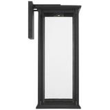 Audley LED Outdoor Lantern Large Textured Black Clear Glass By Generation Lighting - Side View