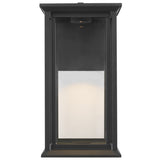 Audley LED Outdoor Lantern Medium Antique Bronze Clear Glass By Generation Lighting - Front View